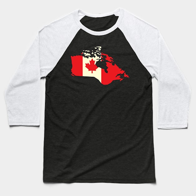 Canadian Flag Map and Leaf Baseball T-Shirt by consigliop